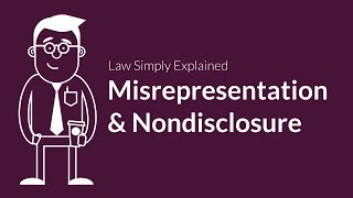 Misrepresentation and Nondisclosure  Contracts  Defenses amp Excuses [upl. by Gweneth204]