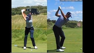 Justin Thomas golf swing  Long Iron faceon amp downtheline July 2017 [upl. by Esinaj]