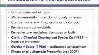 Misrepresentation Lecture 1 of 4 [upl. by Hermon]